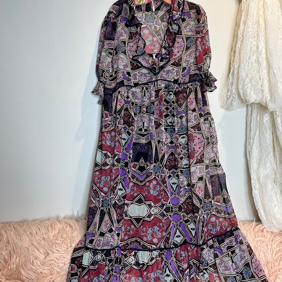 Free People Carmella Geometric Printed Flowy Chiffon Maxi Dress - Picture 4 of 8